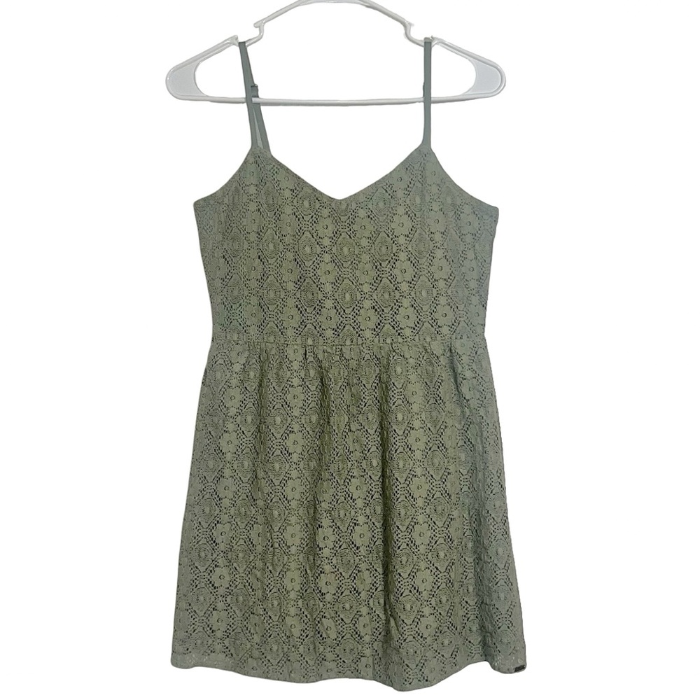 Volcom Olive Green Lace Mini Dress with Adjustable Spaghetti Straps